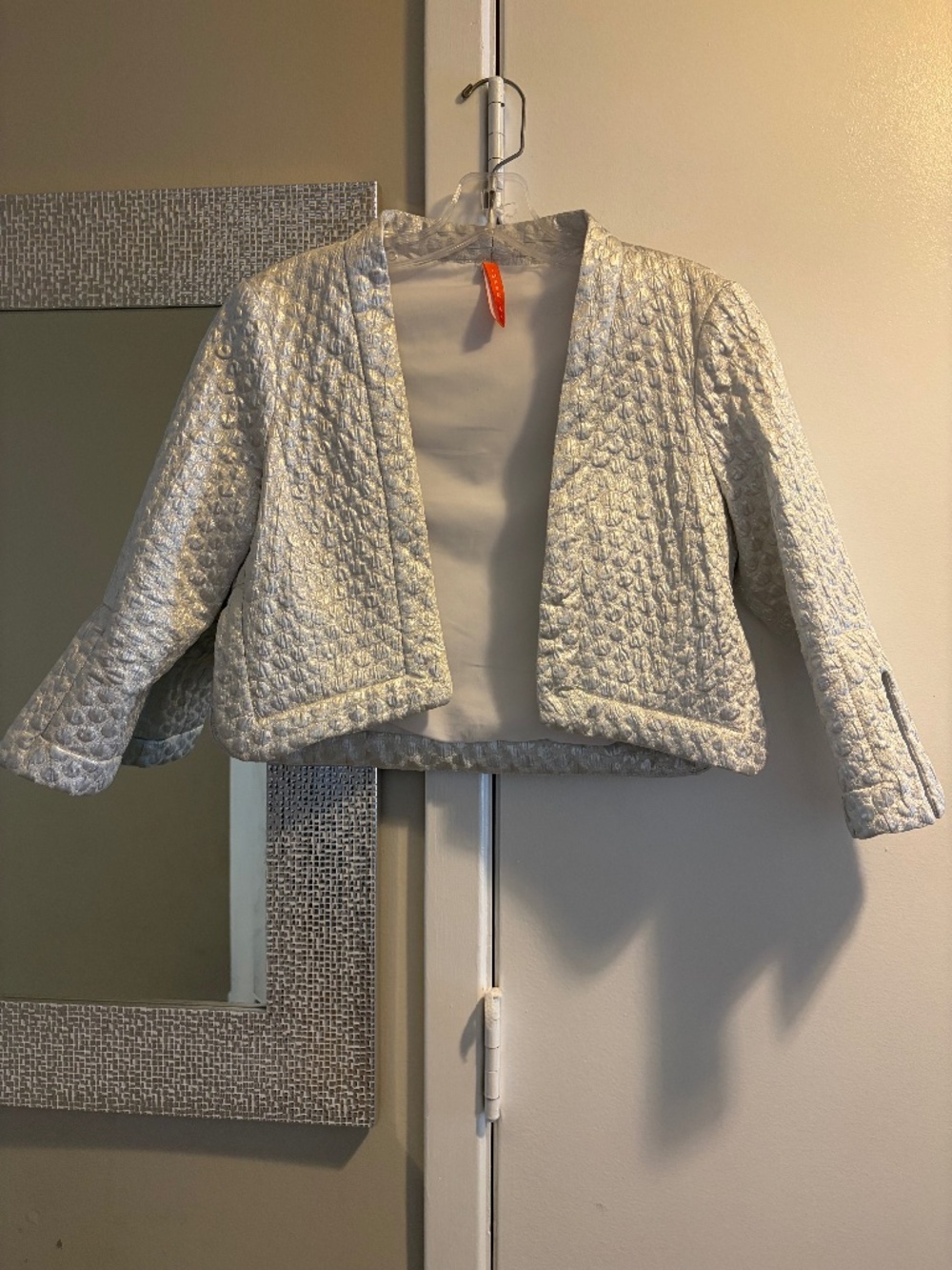 Silver quilted cardigan jacket